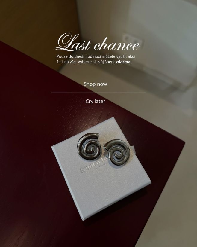 Last chance 💍 ~ už jen pár hodin 1+1 na vše. Treat yourself. 🤍✨
